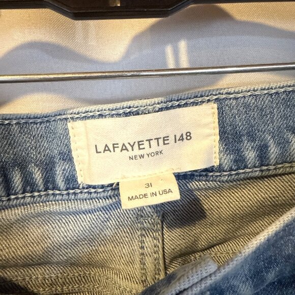 Lafayette 148 New York Bedford Light Wash Straight Leg Jeans 31 Classic Minimal - Picture 4 of 7